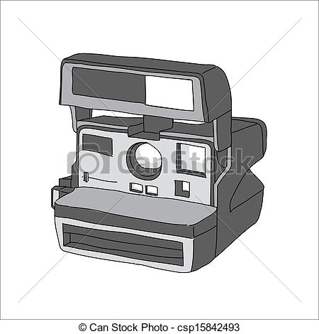 450x470 Hand Drawn Of Vector Camera, Polaroid - Polaroid Camera Drawing