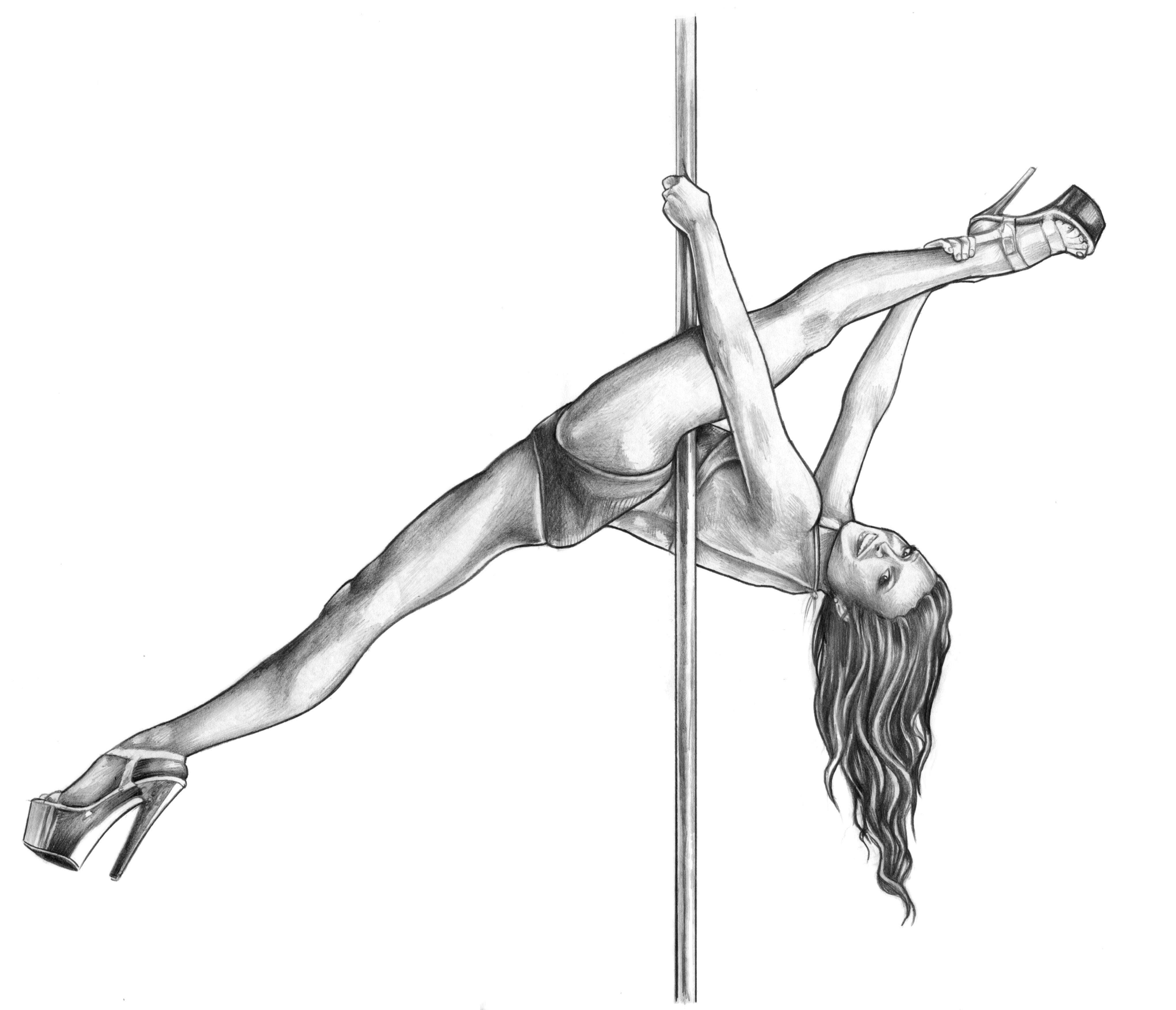 4083x3508 pencil drawing for vertica pole dance academy great girls - Pole Dancer Drawing