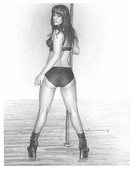 464x600 pole dancer drawing - Pole Dancer Drawing