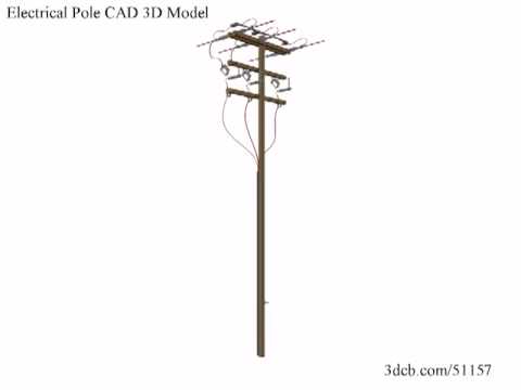 480x360 electrical pole cad solid model - Pole Drawing