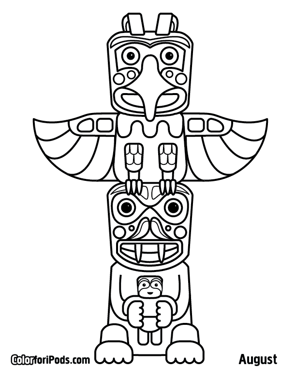 612x792 totem pole drawing totem pole bear colouring preschool ideas - Pole Drawing