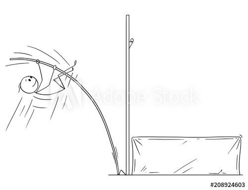 500x383 cartoon stick drawing conceptual illustration of athlete doing - Pole Drawing