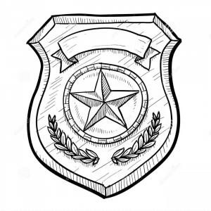 300x300 photostock vector police badge linear icon thin line illustration - Police Badge Drawing