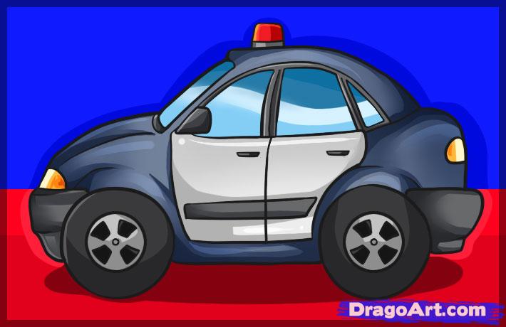 710x460 how to draw a police car, step - Police Car Drawing