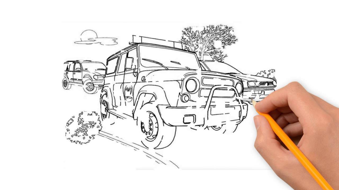 1280x720 police cars transport the pencil to draw step - Police Car Line Drawing