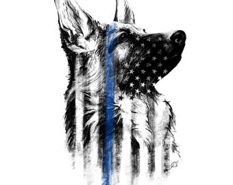 340x270 Police Etsy - Police Dog Drawing