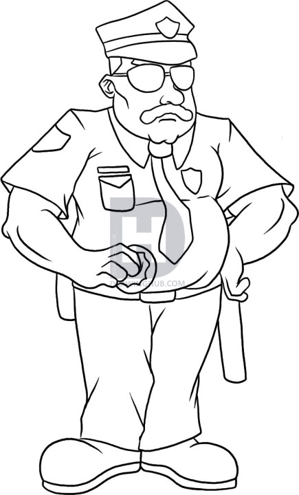 435x720 How To Draw Police, Step - Police Drawing