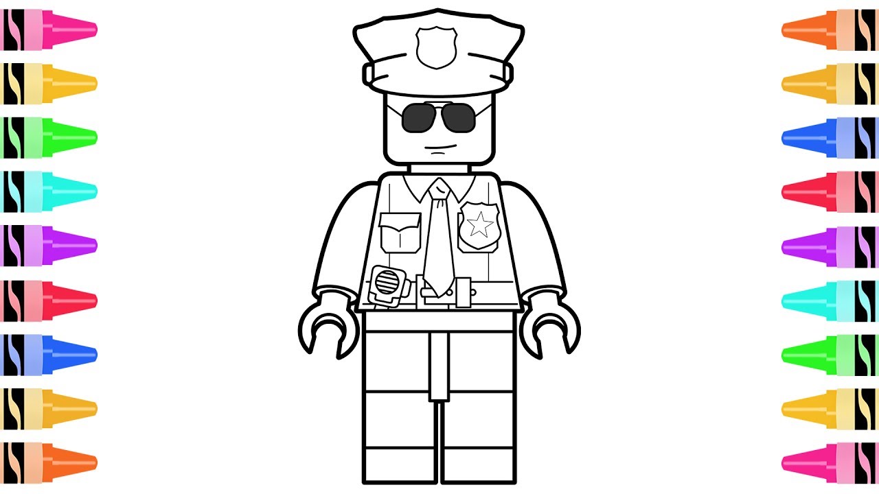 1280x720 how to draw lego police officer kids learn colors - Police Drawing