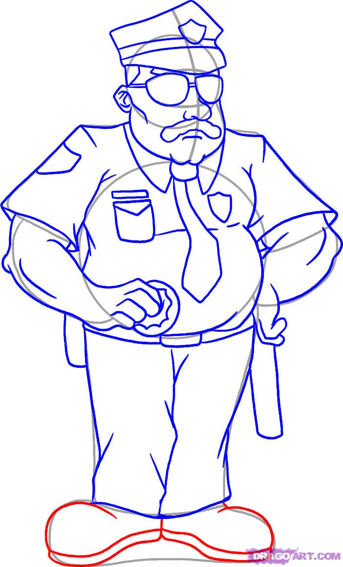 701x1158 How To Draw Police, Step - Police Drawing