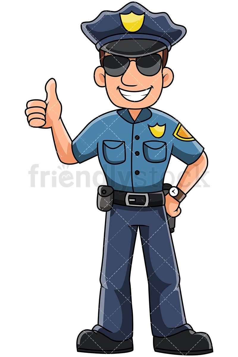 800x1200 male police officer thumbs up vector cartoon clipart drawing - Police Drawing