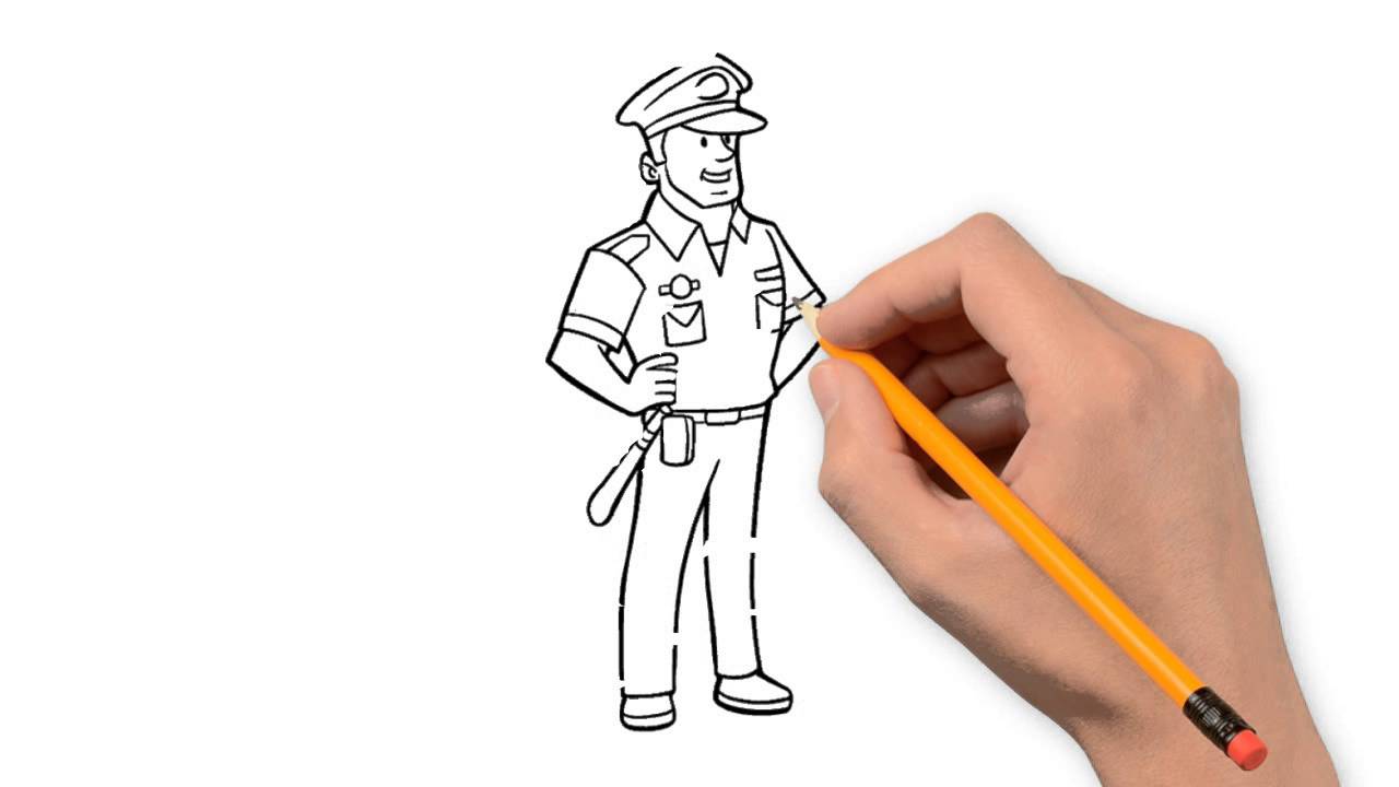 1280x720 Police Pencil Things To Draw Step - Police Drawing