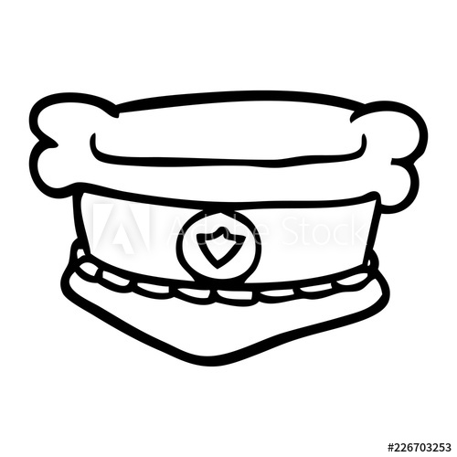 500x500 Line Drawing Cartoon Police Hat - Police Hat Drawing