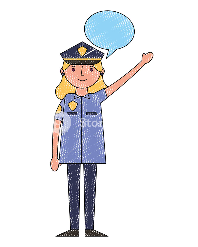 800x1000 woman police officer in uniform character speech bubble vector - Police Officer Drawing