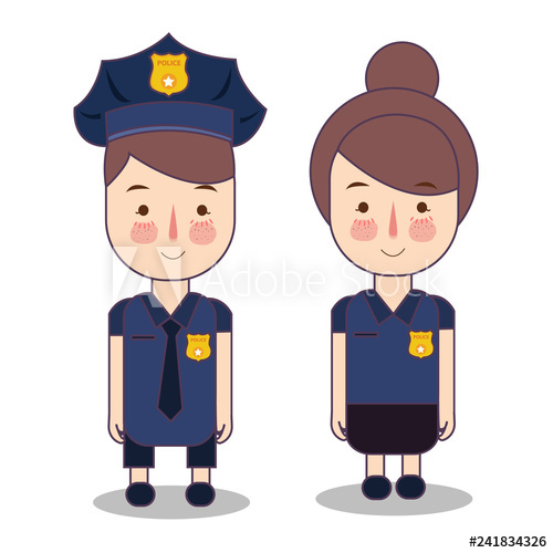 500x500 illustration of kids wearing police cop costume blue fashion - Police Uniform Drawing