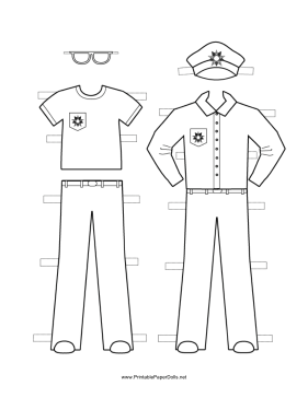 281x364 policeman paper doll outfits to color - Police Uniform Drawing