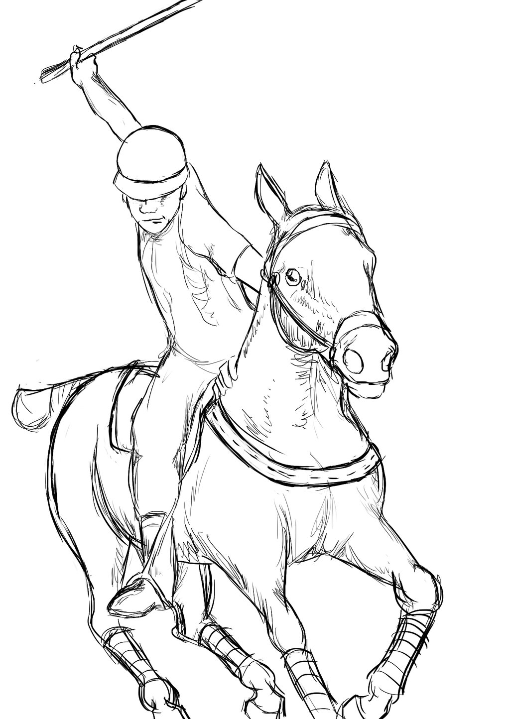 1024x1444 Horse Drawing Polo For Free Download - Polo Drawinging