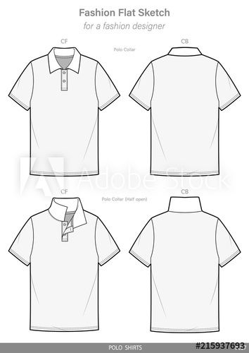 354x500 Polo Shirts Fashion Flat Sketches Technical Drawings Teck Pack - Polo Drawinging