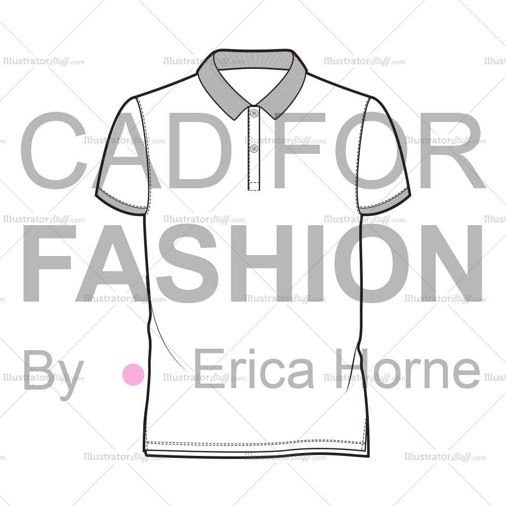 1000x1000 Men's Polo Shirt Flat Drawing Templates For Fashion - Polo Shirt Drawing