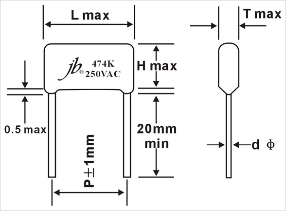 588x433 metallized polyester capacitors - Polyester Drawing