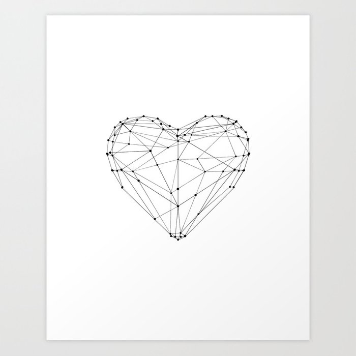700x700 Love Heart Geometric Polygon Drawing Vector Illustration - Polygon Drawing