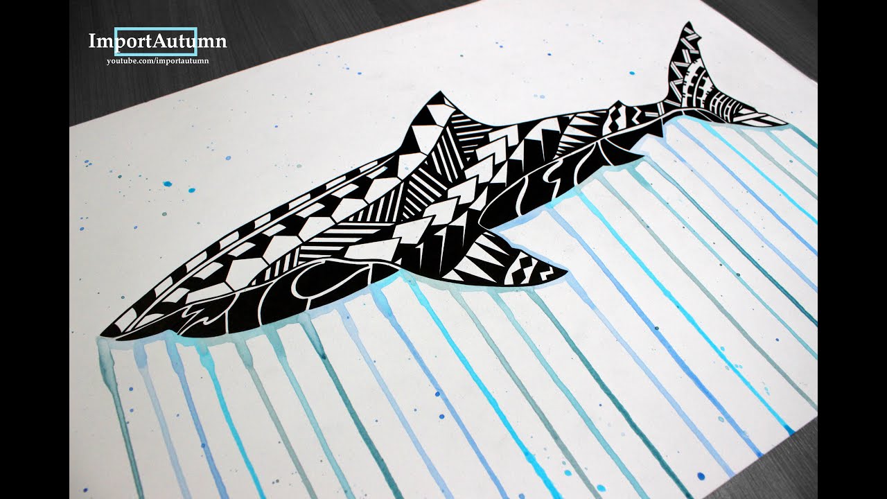 1280x720 Let's Draw Great White Shark - Polynesian Drawings