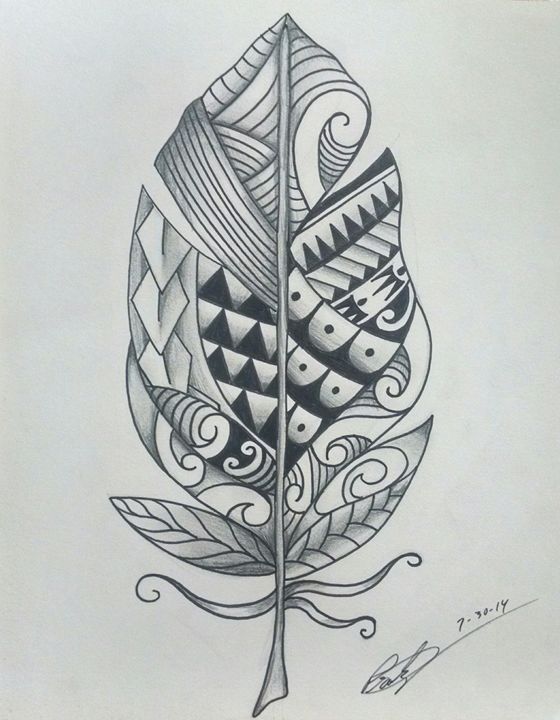 560x720 Polynesian Feather - Polynesian Drawings