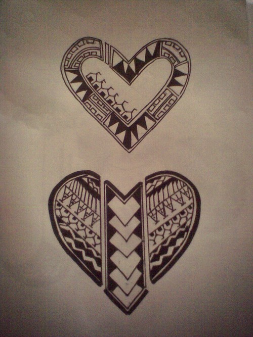 500x667 Polynesian Tribal Heart Tattoo Designs - Polynesian Tribal Drawings