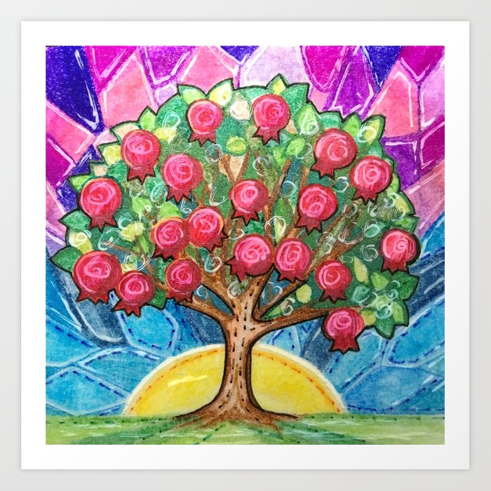700x700 pomegranate tree art print - Pomegranate Tree Drawing