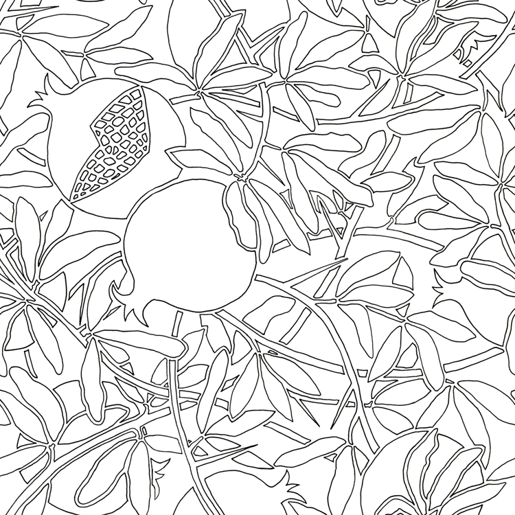 750x750 pomegranate tree branches fabric in the spoonflower contest! - Pomegranate Tree Drawing