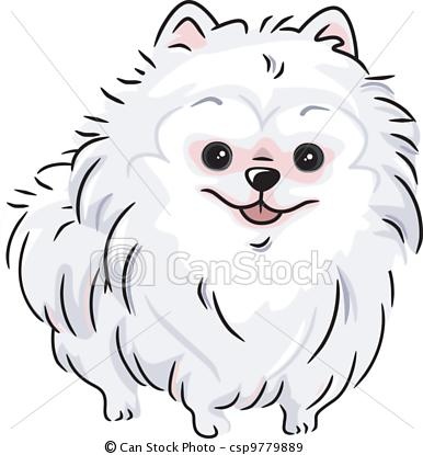 386x415 Pomeranian Clipart Animated - Pomeranian Outline Drawing