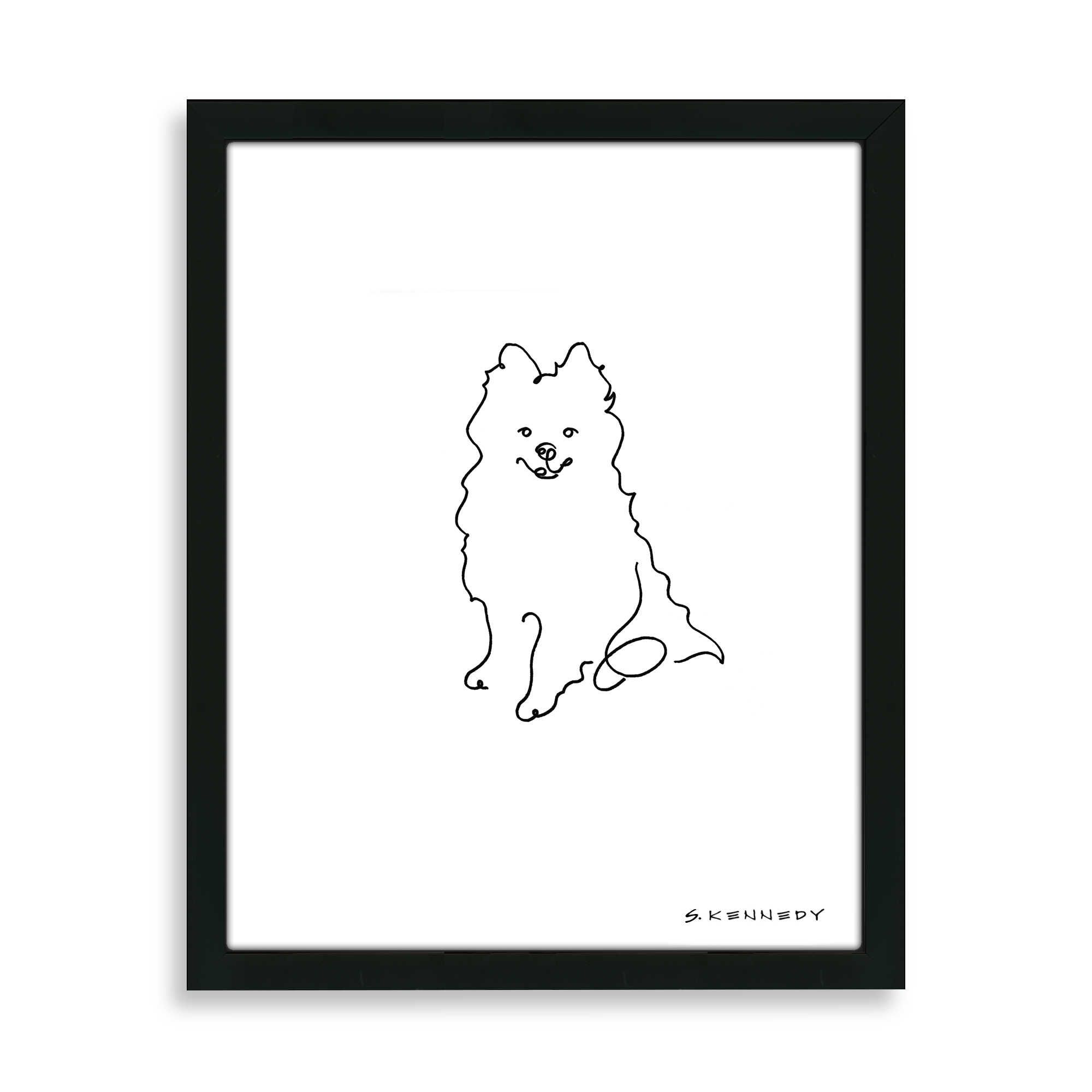 2000x2000 Pomeranian Framed Line Drawing My Style Dog Line Drawing - Pomeranian Outline Drawing