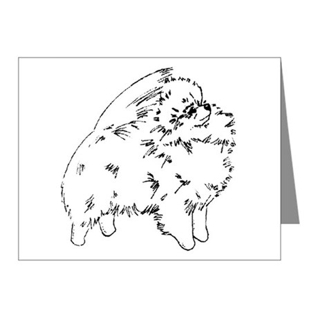 460x460 Pomeranian Greeting Cards - Pomeranian Outline Drawing