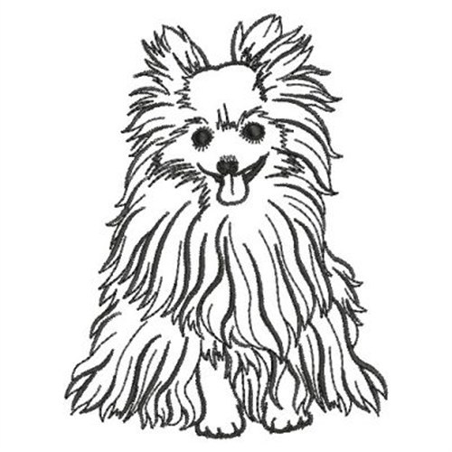 500x500 Pomeranian Outline Embroidery - Pomeranian Outline Drawing