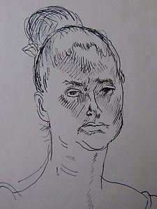 225x300 garth williams portrait of woman with ponytail ink drawing - Ponytail Drawing