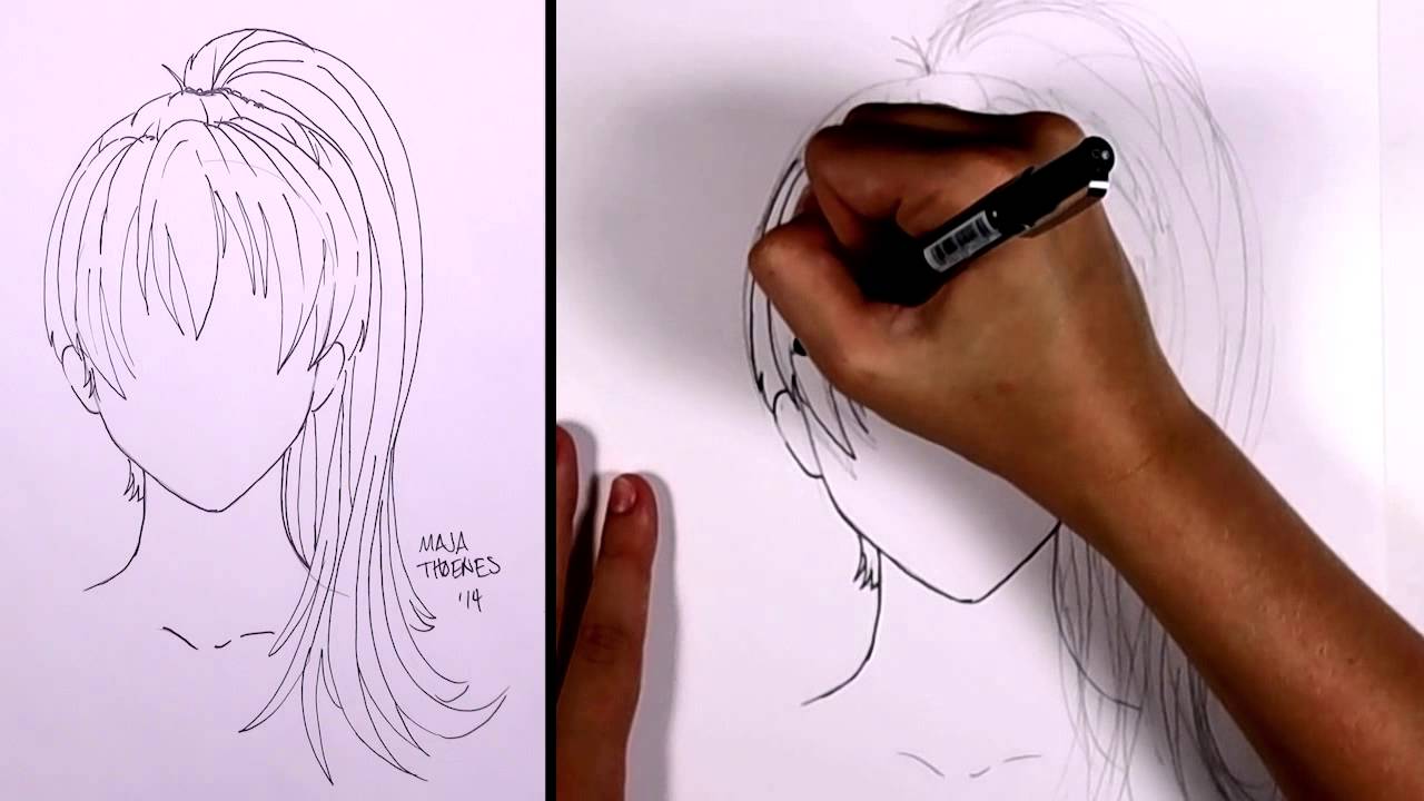 1280x720 how to draw manga hair - Ponytail Drawing
