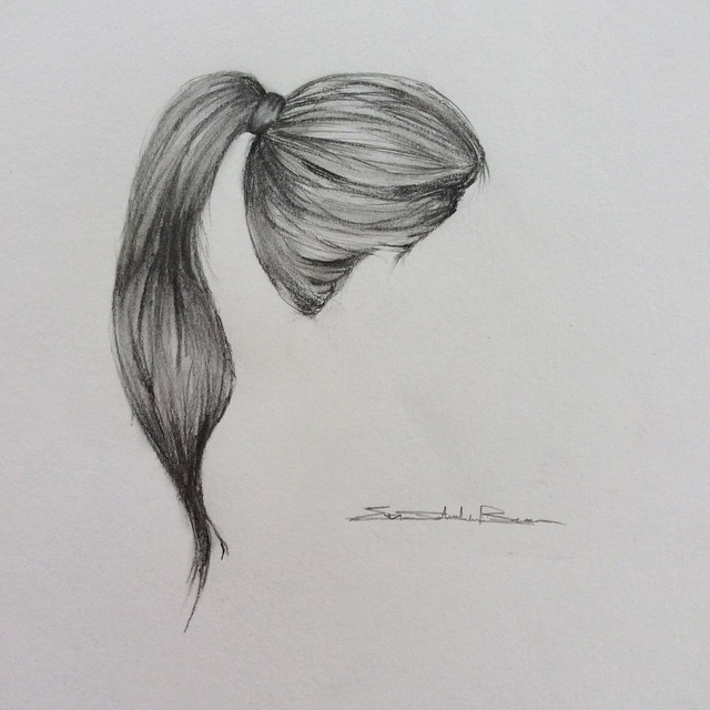 Ponytail Drawing at PaintingValley.com | Explore collection of Ponytail ...