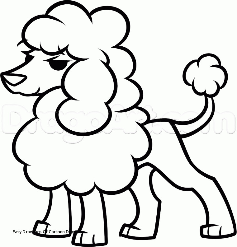 761x794 Easy Drawings Of Cartoon Dogs Poodle Cartoon Drawing - Poodle Line Drawing