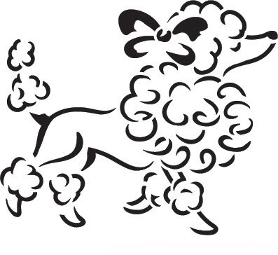 397x364 French Poodle Stencil - Poodle Line Drawing