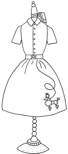 236x527 poodle skirt coloring page - Poodle Skirt Drawing