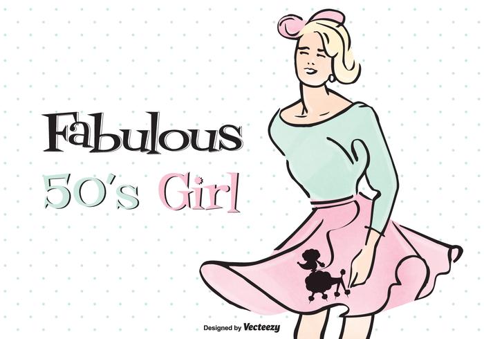 700x490 doodle drawn girl wearing a poodle skirt - Poodle Skirt Drawing