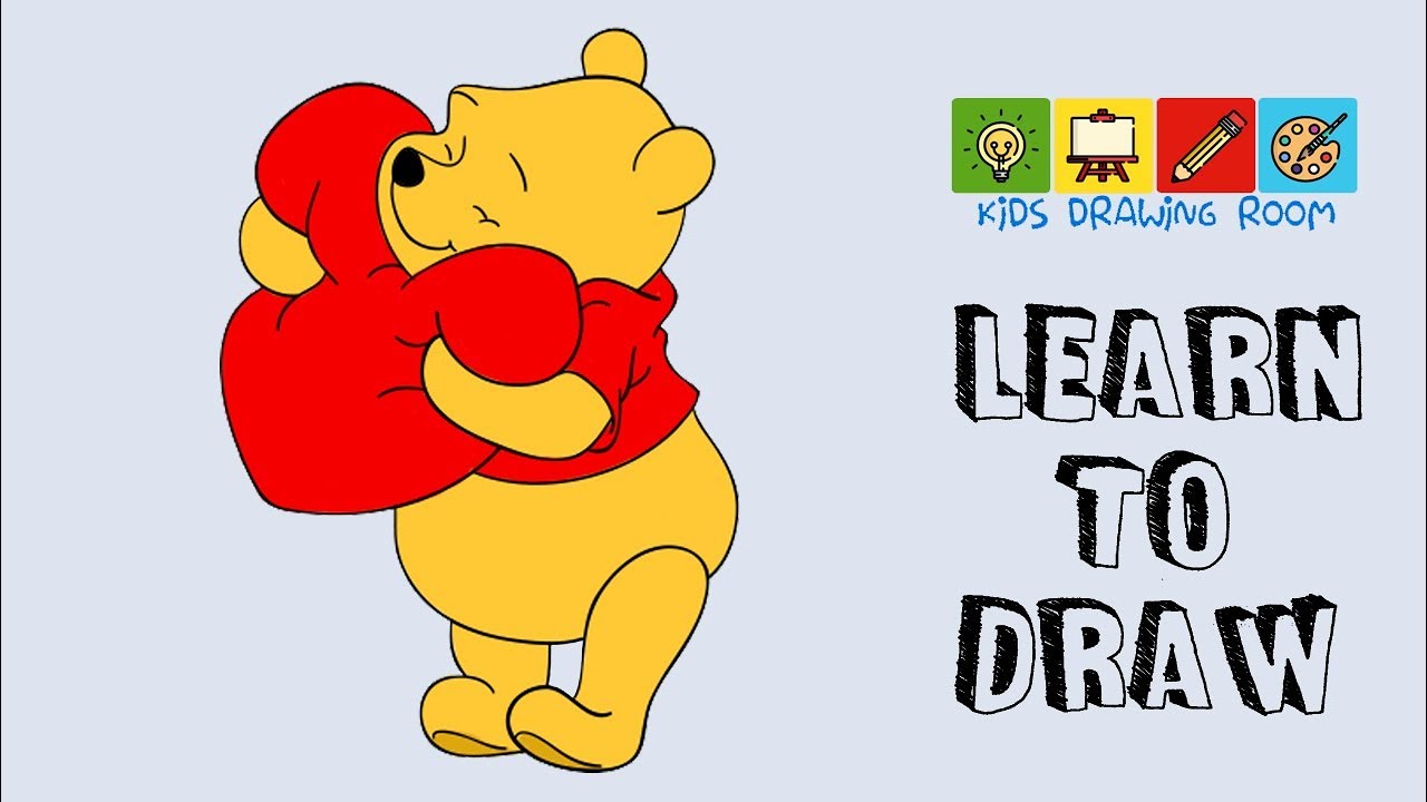 1280x720 how to draw pooh bear holding a heart - Pooh Bear Drawing