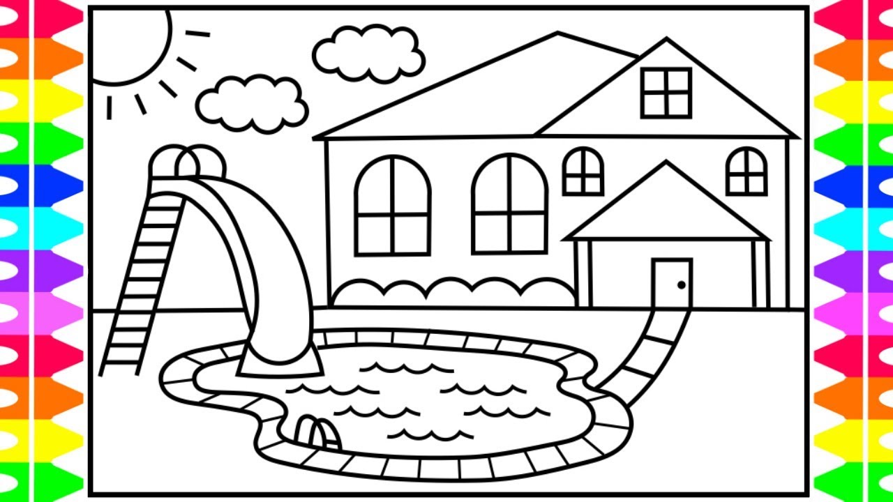 1280x720 How To Draw A Swimming Pool For Kids Pool Drawing - Pool Drawinging
