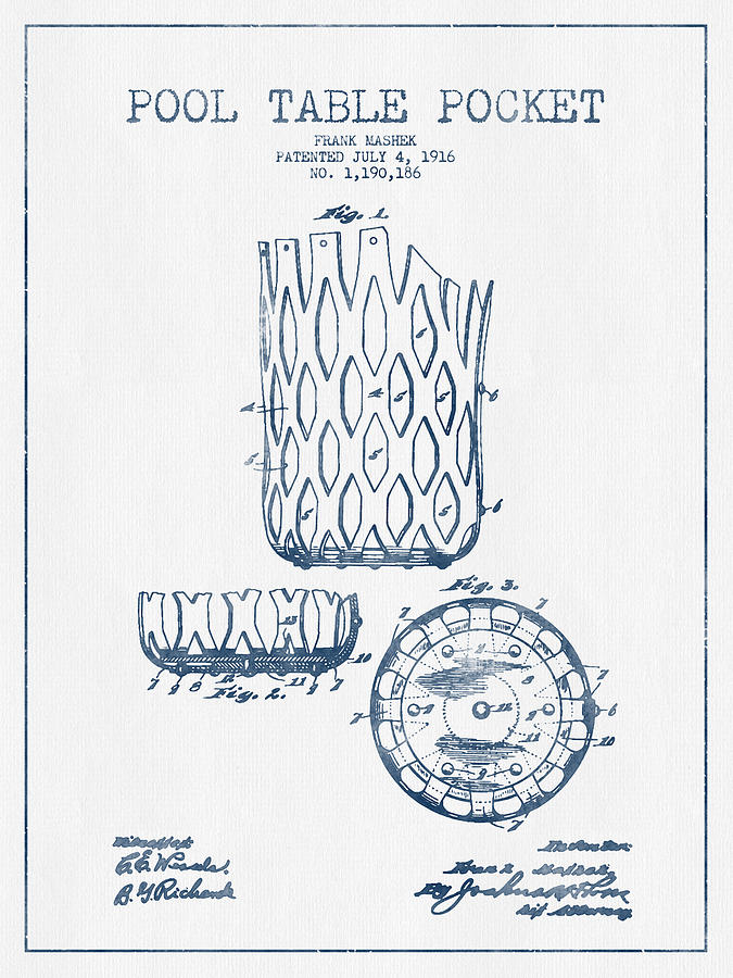 675x900 pool table pocket patent drawing - Pool Table Drawing