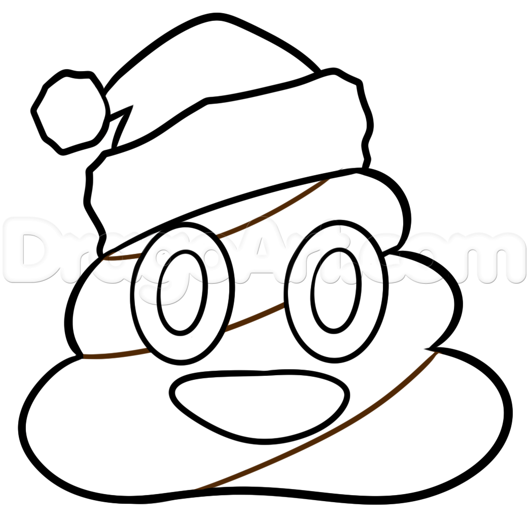 1043x1026 christmas poo emoji drawing lesson, step - Poop Drawing