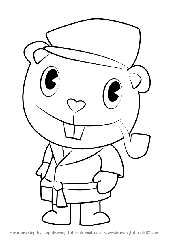 596x843 Learn How To Draw Pop From Happy Tree Friends - Pop Drawing