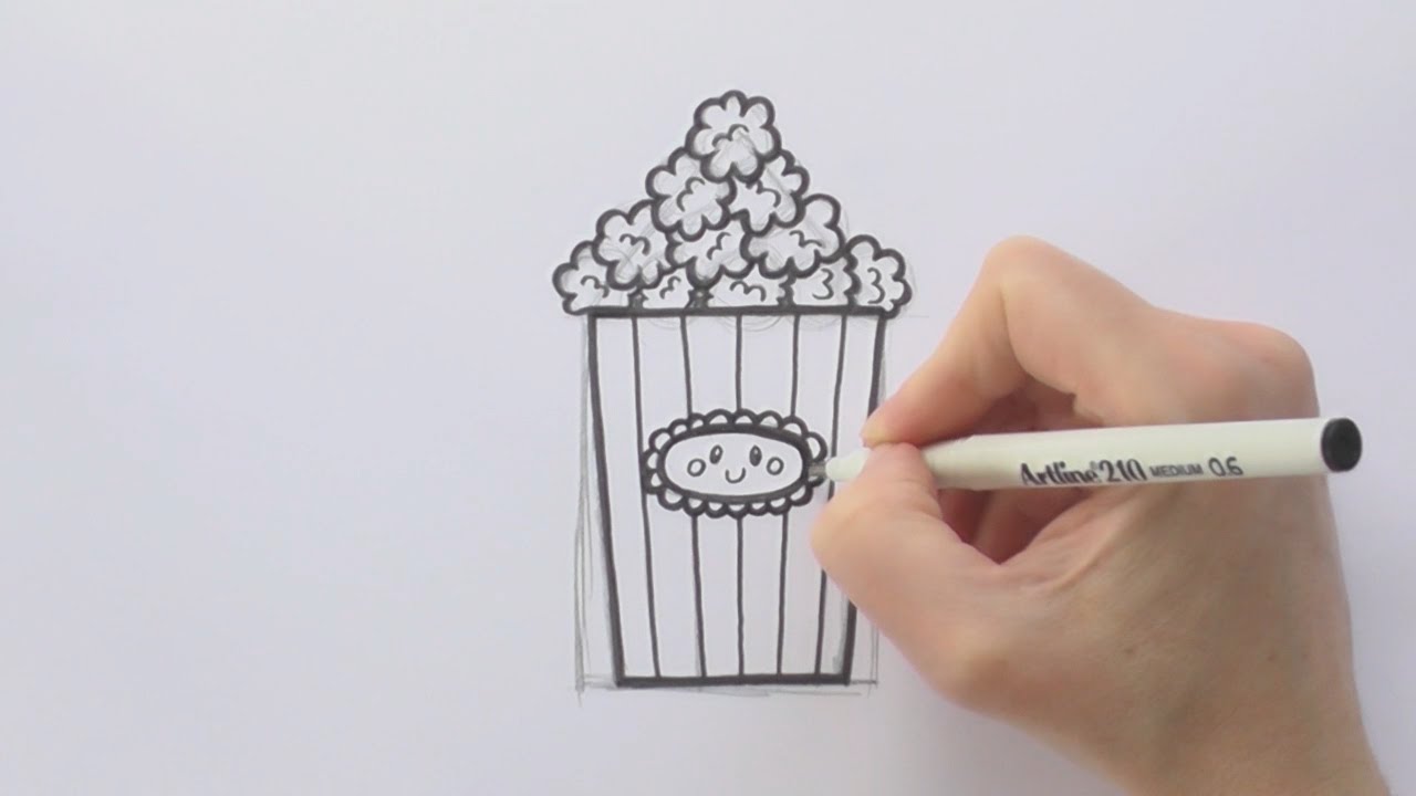 1280x720 How To Draw A Cartoon Box Of Popcorn - Popcorn Box Drawing
