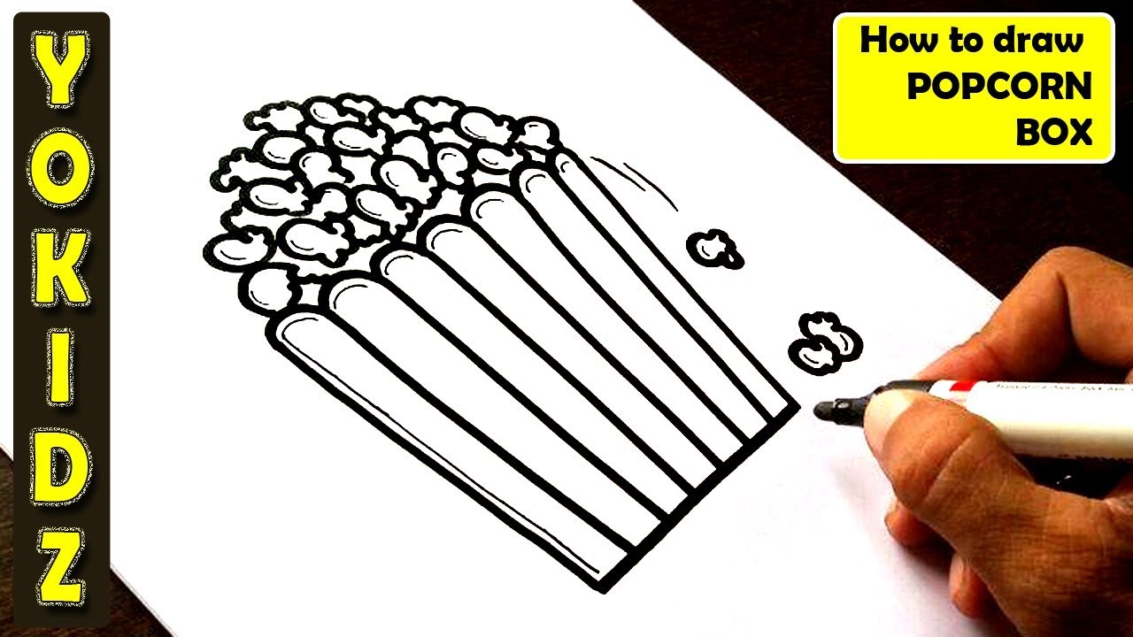 1280x720 How To Draw Popcorn Box - Popcorn Box Drawing