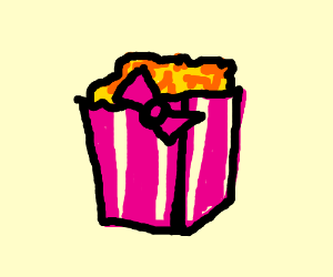 300x250 Pink Popcorn Box With A Bow - Popcorn Box Drawing