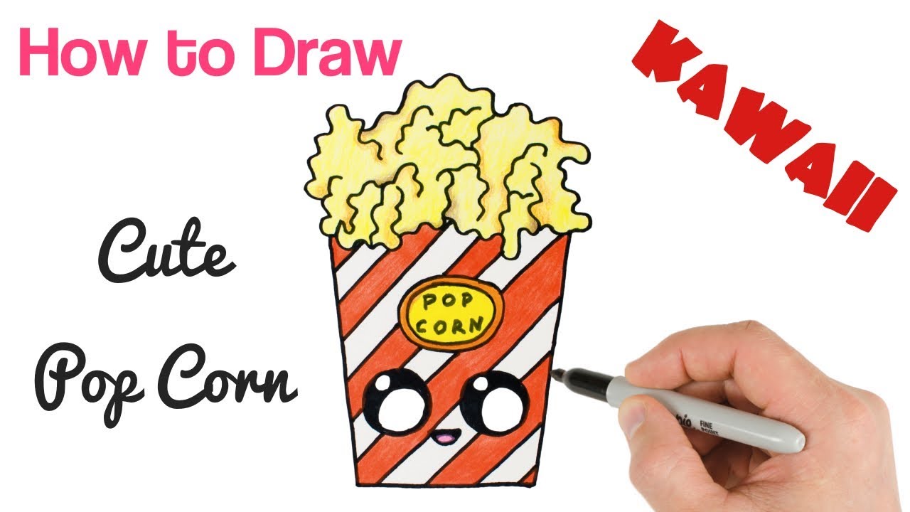 1280x720 how to draw funny popcorn cute and easy - Popcorn Drawing
