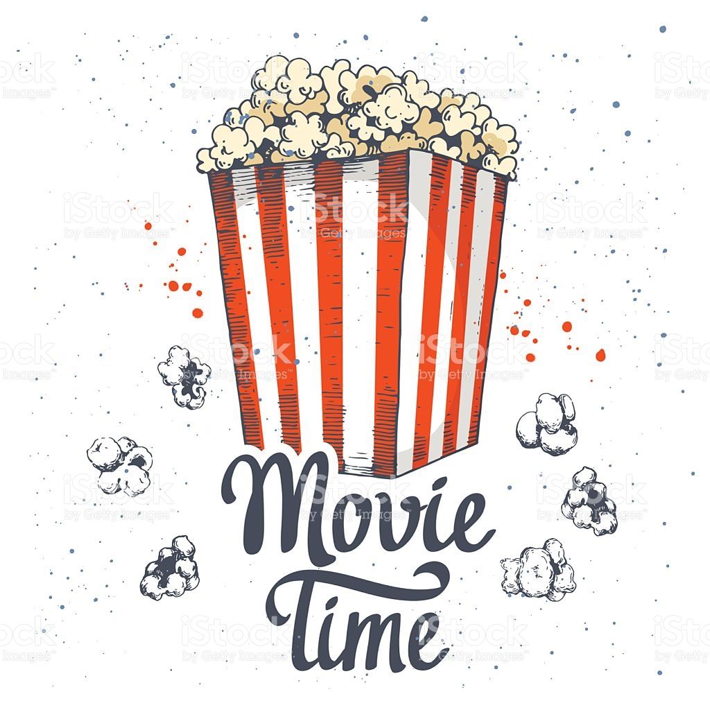 1024x1024 vector illustration with sketch popcorn bucket cinema snack hand - Popcorn Drawing